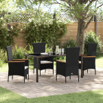 Set de dining de grădină 5 piese cu perne Rattan poliratan negru GartenMobel Dekor