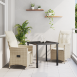 Set de Dining pentru Grădină de 3 Piese cu Perne Bej din Poliratan GartenMobel Dekor