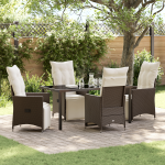 Set de dining pentru grădină de 5 piese cu perne maro din poliratan GartenMobel Dekor
