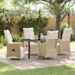 Set de Masă de Grădină cu 5 piese cu Pernă Bej Rattan Polimer GartenMobel Dekor