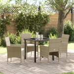 Set Dining Grădină 5 Piese Bej Ratan Polimer GartenMobel Dekor