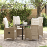 Set de Dining pentru Grădină 5 Piese cu Perne Bej Poliratan GartenMobel Dekor