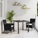 Set de dining pentru grădină 2 piese Negru Rattan sintetic GartenMobel Dekor