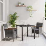 Set de dining pentru grădină 3 piese gri poliratan GartenMobel Dekor