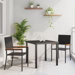 Set de masă pentru grădină din ratan negru, 3 piese GartenMobel Dekor