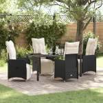 Set dining grădină 5 piese cu perne negre din poliratan GartenMobel Dekor
