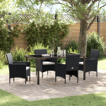 Set masă grădină 5 Piese Negru Rattan Poli GartenMobel Dekor