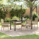 Set Masă Grădină 5 Piese cu Perne Bej Poli Ratan GartenMobel Dekor