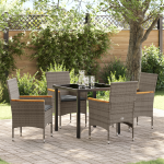 Set Masă Grădină 5 Piese cu Perne Ratan Poli Gri GartenMobel Dekor