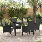 Set Masă Grădină cu Perne Negru Ratan Poliester GartenMobel Dekor