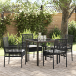 Set Masa Grădină cu Pernuțe Ratan Negru GartenMobel Dekor