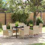 Set de Dining pentru Grădină 7 Piese cu Perne Bej Ratan Poli GartenMobel Dekor