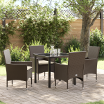 Set de dining pentru grădină cu 5 piese și perne maro poli ratan GartenMobel Dekor