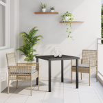 Set de masă pentru grădină cu 3 piese și perne bej din poliratan GartenMobel Dekor