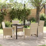 Set masă grădină 5 piese cu perne bej ratan polimer GartenMobel Dekor