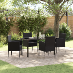 Set Dining Grădină 5 Piese cu Perne Rattan Polimer Negru GartenMobel Dekor