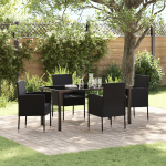 Set Mese Grădină cu Perne Negre din Rattan Polimer GartenMobel Dekor