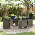 Set de Dining Grădină 5 Piese cu Perne Poliratan Gri GartenMobel Dekor