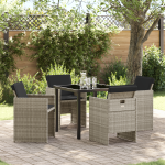 Set de Dining de Grădină cu 5 Piese și Perne Gri Deschis din Ratan Poli GartenMobel Dekor