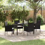 Set de Dining pentru Grădină 5 Piese cu Pernițe Negru Ratan Polimer GartenMobel Dekor
