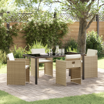Set de dining de grădină cu 5 piese și perne - Poliratan bej GartenMobel Dekor
