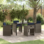Set de dining de grădină cu perne din ratan gri GartenMobel Dekor