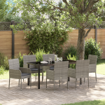 Set de Dining de Grădină cu Perne Gri Poliratan GartenMobel Dekor