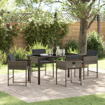 Set de Masă de Grădină cu 5 Piese cu Perne Gri Rattan PE GartenMobel Dekor