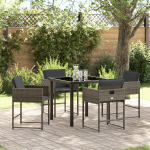 Set de Masă de Grădină de 5 Piese cu Perne Gri Ratan Polimer GartenMobel Dekor