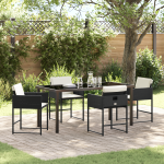 Set de dining de grădină cu perne Negru Ratan Poli GartenMobel Dekor