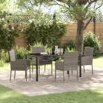 Set de dining de grădină cu perne gri din poliratan GartenMobel Dekor