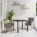 Set de masă de grădină cu perne gri din poliratan GartenMobel Dekor