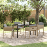 Set de mese pentru grădină cu 5 piese și perne bej din rattan poli GartenMobel Dekor