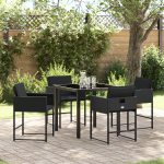 Set mese grădină 5 piese cu perne Negru din Rattan PE GartenMobel Dekor
