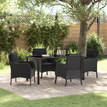 Set de Masă pentru Grădină de 5 Piese cu Perne Negre din Ratan Poli GartenMobel Dekor