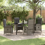 Set de dining de grădină 5 piese gri din ratan poli GartenMobel Dekor