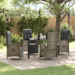 Set de dining pentru grădină cu perne Gri Poliratan GartenMobel Dekor