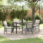Set de dining pentru grădină cu perne Negre Poliratan GartenMobel Dekor