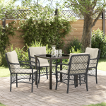 Set dining grădină cu 5 piese și perne, Negru, Rattan Poli GartenMobel Dekor