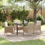 Set dining grădină cu perne Bej Poliratan GartenMobel Dekor