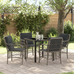 Set de Dining de Grădină cu 5 Piese, cu Perne Gri din Poliratan GartenMobel Dekor
