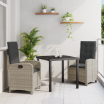 Set de Masă pentru Grădină de 3 Piese cu Perne în Ratan Poli Gri Deschis GartenMobel Dekor