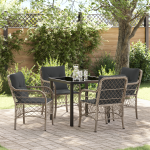 Set de dining de grădină cu 5 piese cu perne gri deschis din ratan PE GartenMobel Dekor