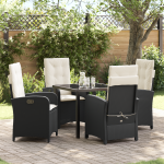 Set de dining de grădină cu 5 piese și perne de ratan negru GartenMobel Dekor