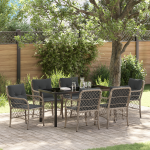 Set de dining pentru grădină cu 7 piese perne gri deschis din poliratan GartenMobel Dekor