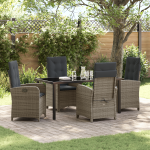 Set de dining pentru grădină de 5 piese cu perne gri din poliratan GartenMobel Dekor
