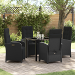 Set de masă de grădină cu 5 piese și perne din ratan sintetic negru GartenMobel Dekor