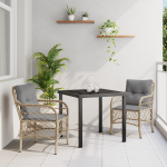 Set de masă pentru grădină cu perne Bej Poliratan GartenMobel Dekor