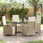 Set de Masă pentru Grădină cu Perne Bej Poly Ratan GartenMobel Dekor
