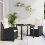 Set de dining de grădină cu perne, Negru, Poliratan GartenMobel Dekor